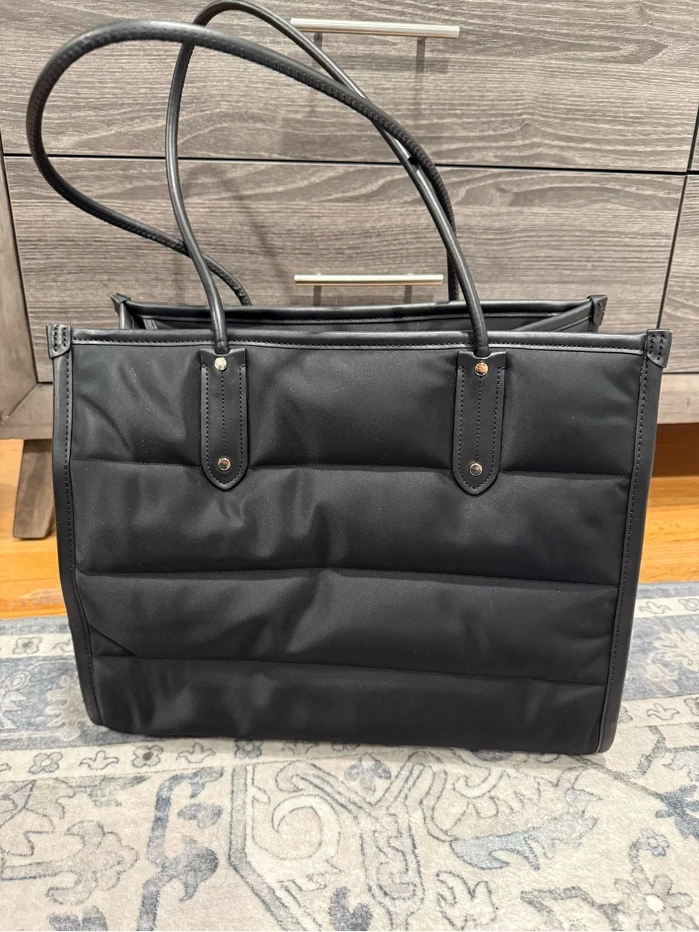Kate Spade New York Ella Puffer Black Quilted Extra Large Tote Bag